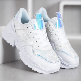 SHELOVET Eco bőr cipők fehér szürke 1