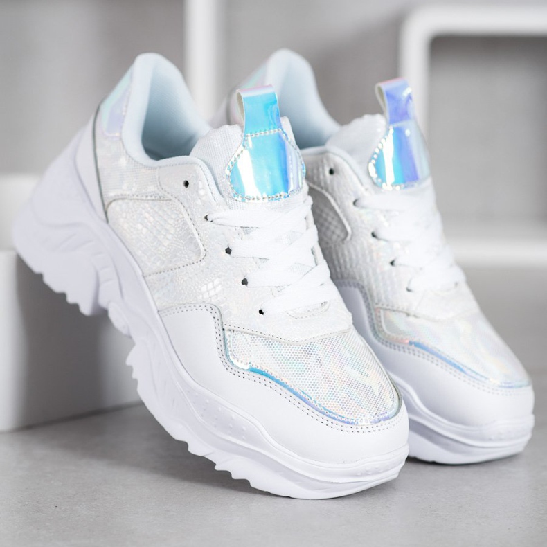 SHELOVET Eco bőr cipők fehér szürke 1