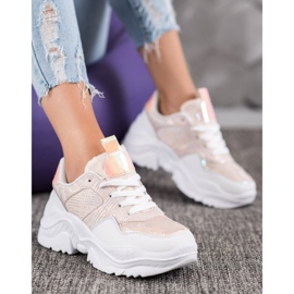 SHELOVET Eco bőr cipők fehér sokszínű rózsaszín 1