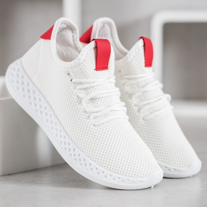 SHELOVET Kényelmes áttört cipő fehér piros 2 SHELOVET Kényelmes áttört cipő fehér piros 2