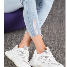 SHELOVET Fehér öko bőr cipők szürke 1