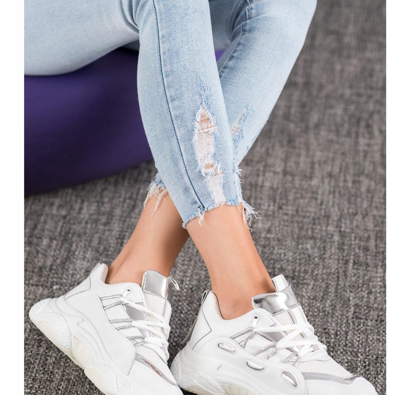 SHELOVET Fehér öko bőr cipők szürke 1