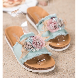 SHELOVET Divatos papucs barna zöld 2