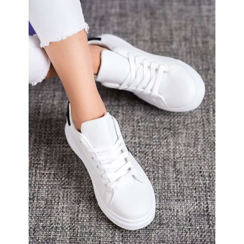 SHELOVET Divatos Eco bőr cipő fehér fekete szürke 1