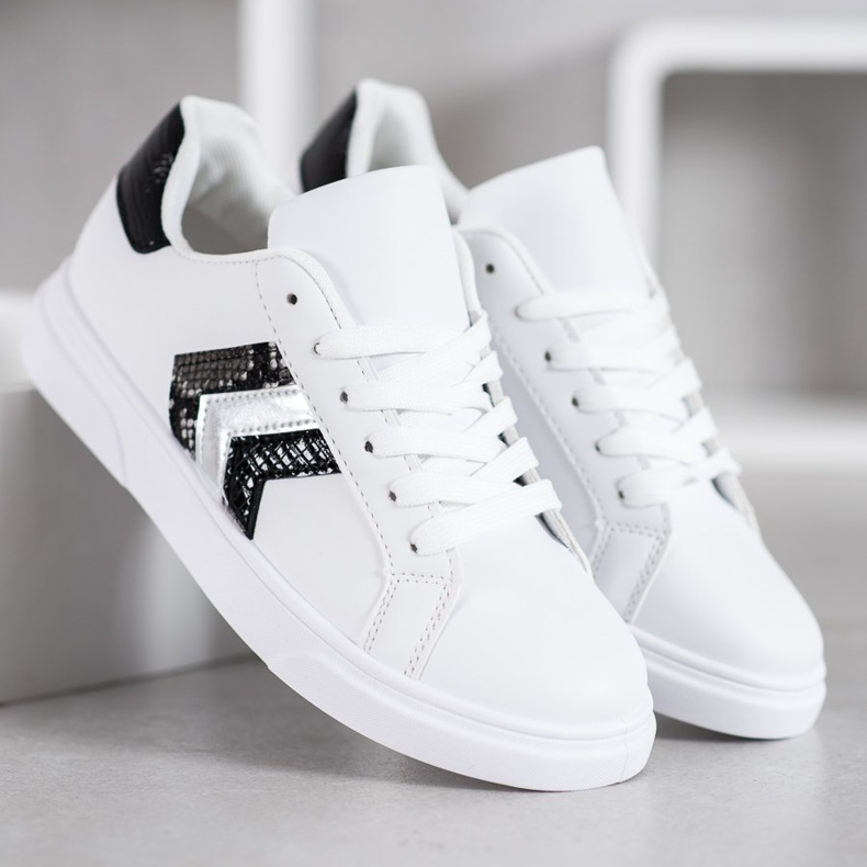 SHELOVET Divatos Eco bőr cipő fehér fekete szürke 2