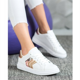 SHELOVET Divatos Eco bőr cipő fehér sárga 2