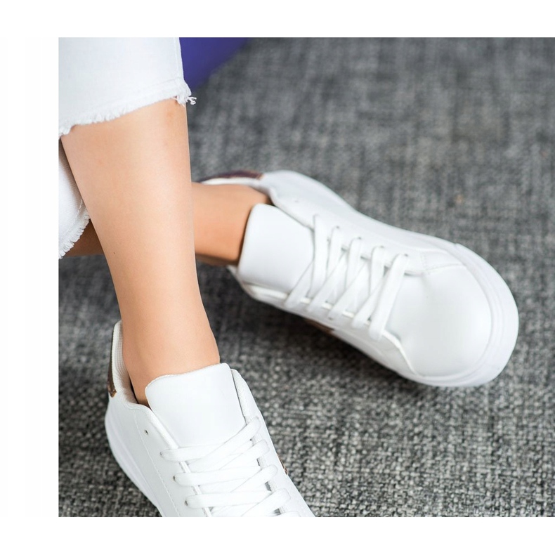 SHELOVET Divatos Eco bőr cipő fehér sárga 1