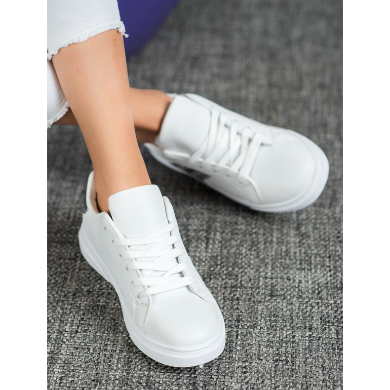 SHELOVET Divatos Eco bőr cipő fehér szürke 1