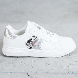 SHELOVET Divatos Eco bőr cipő fehér szürke 2