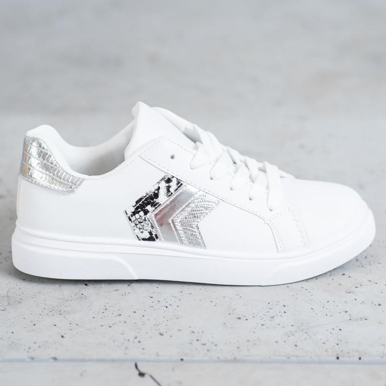 SHELOVET Divatos Eco bőr cipő fehér szürke 2