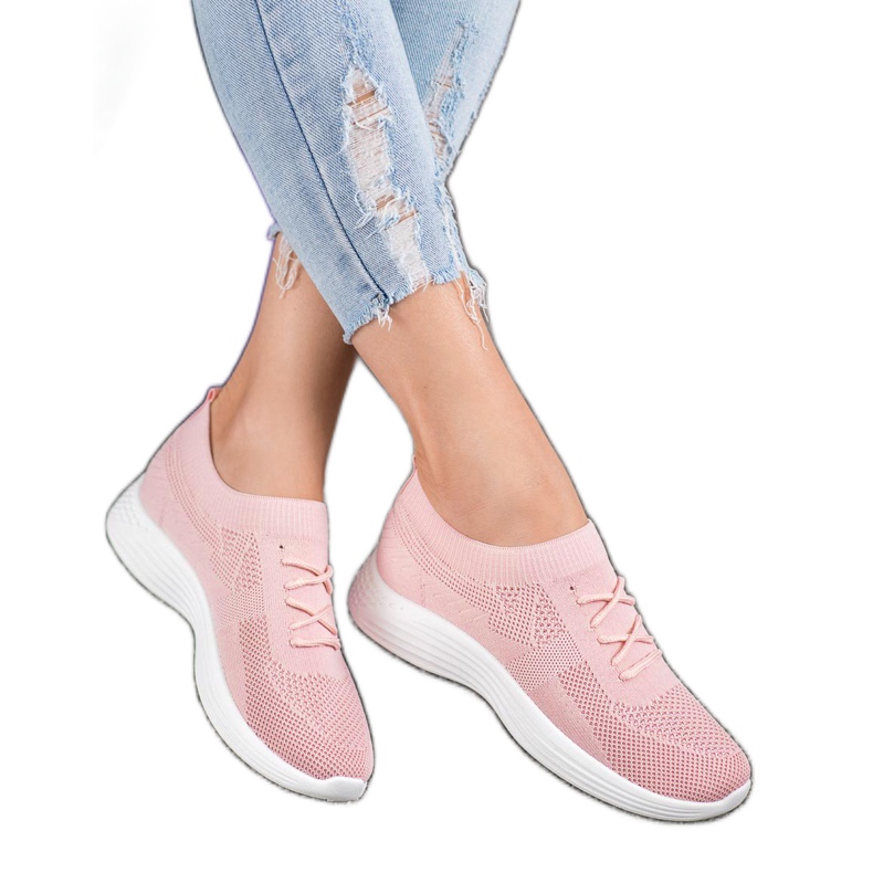 SHELOVET Rózsaszín áttört cipő 1