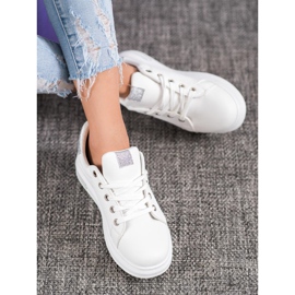 SHELOVET Cipők csillogó betétekkel fehér szürke 1