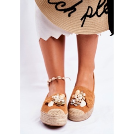 PS1 Női espadrilles a Camel Denver ágynemű platformon barna 2