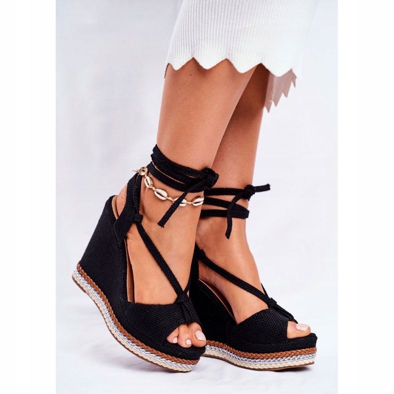 PS1 Női szandál az ékre kötött Fekete Sydney 1