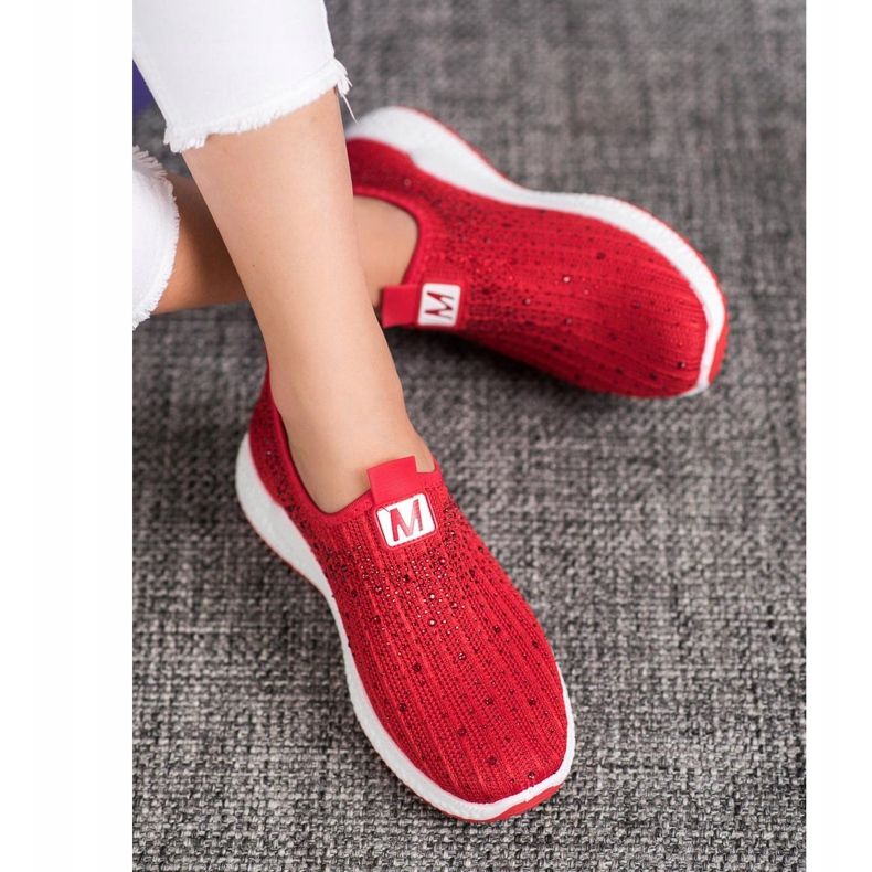 SHELOVET Piros cipő kristályokkal 2