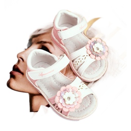Apawwa Gyermek szandál tépőzáras rózsaszín minóval fehér 1