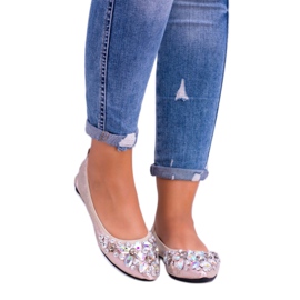 Lu Boo arany balerinák még elasztikus köveken aranysárga 3