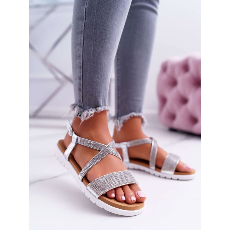 Női szandál Lu Boo köbcirkóniával 406-5 Silver Stella szürke 1