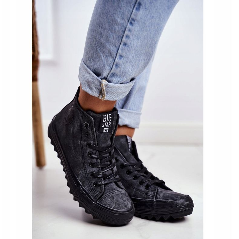 Női tornacipő Big Star High melegített fekete GG274069 1