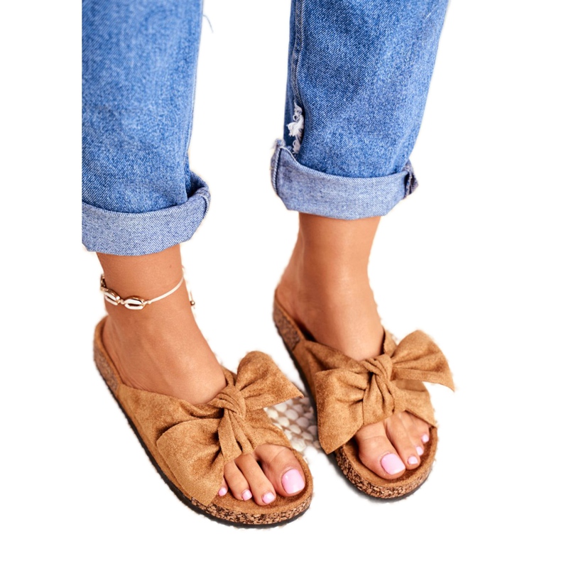 NFR Női barna papucs íjjal Wendy Cork 3