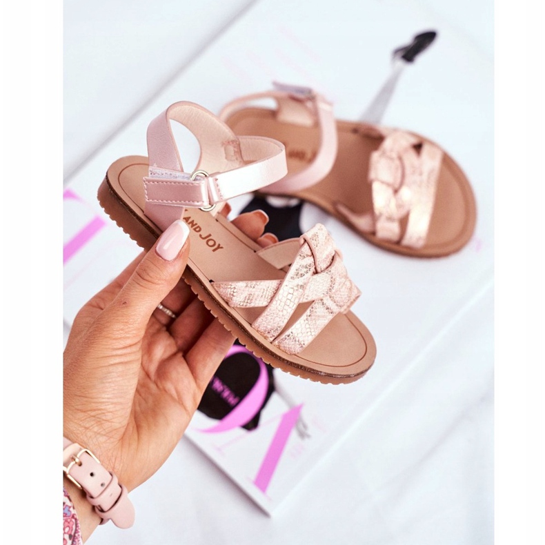 FRROCK Gyermek szandál tépőzárral Lányoknak Pink Lilo rózsaszín sárga 2