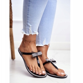 LU BOO Női gumi papucs Fekete papucs Strassz Lou 1