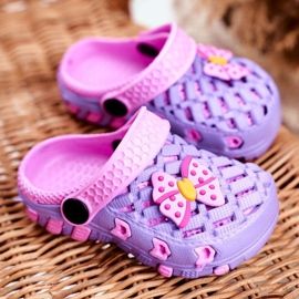 NEWS Gyermek papucs hab Crocs Violet Bow Susan ibolya 1