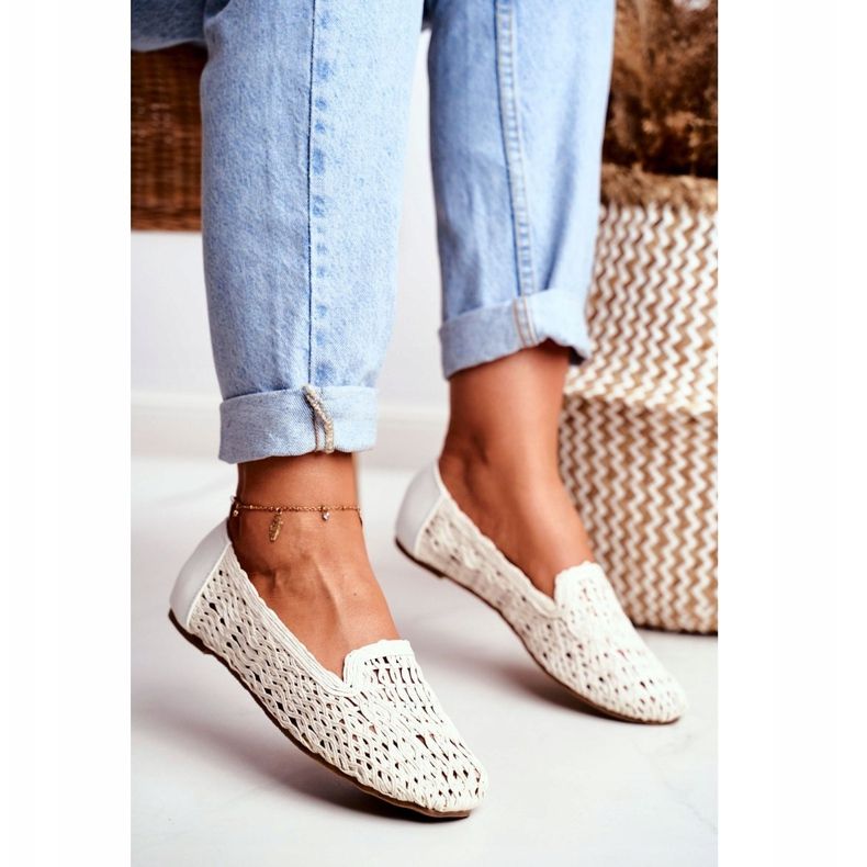 Női balerinák Lu Boo fonott fehér 4Ever 1
