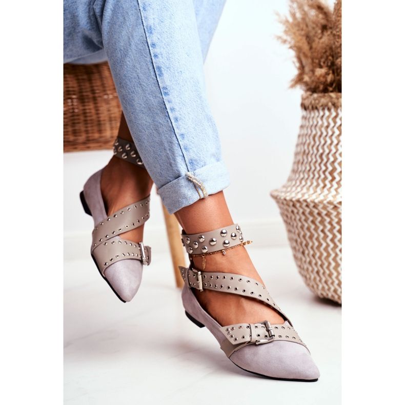 Lu Boo balerina Spitz csíkos szegecsekkel, szürke eszteria 2