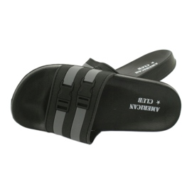 American Club Amerikai NH16 kétcsíkos úszómedence papucs fekete szürke 2
