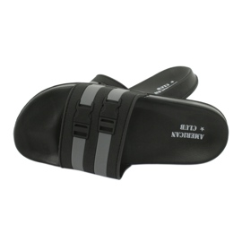 American Club Amerikai NH15 férfi kétcsíkos úszómedence papucs fekete szürke 3