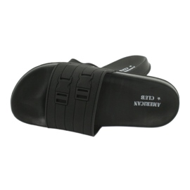 American Club Amerikai NH15 férfi kétcsíkos úszómedence papucs fekete 3