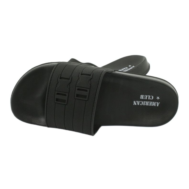 American Club Amerikai NH15 férfi kétcsíkos úszómedence papucs fekete 3