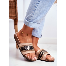 EVento Női BeNice bézs papucs parafán strasszokkal 1