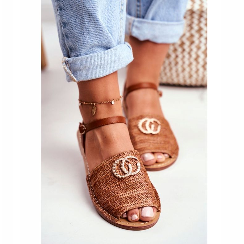 Barna női lapos szandál Lu Boo Fonott Felicia 2