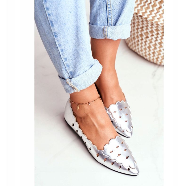 Lu Boo női balerinák ezüst metál Dianna szürke 2