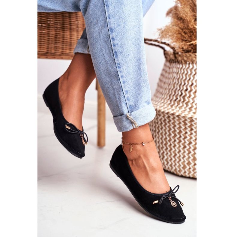 Női balerinák Lu Boo Suede Black Layla fekete 2