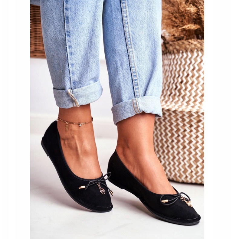 Női balerinák Lu Boo Suede Black Layla fekete 1