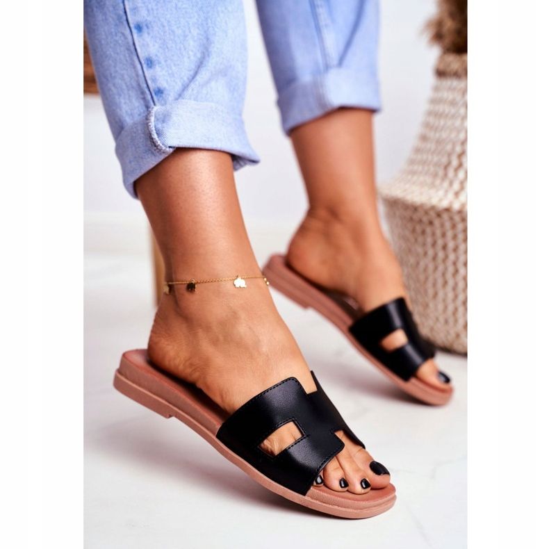 BUGO Női fekete geometriai klasszikus Theodora papucs 1