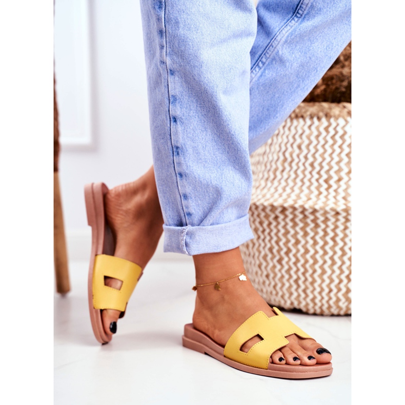 BUGO Női papucs Sárga geometriai klasszikus Theodora 2