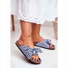 BUGO Női papucs Pin-up íjakkal Navy Blue Verrone fehér sötétkék 1