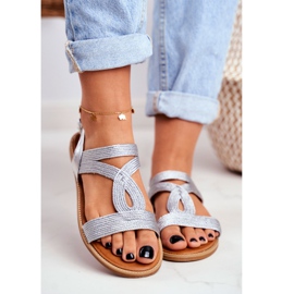 BUGO Női lapos ezüst szandál Rachel szürke 2