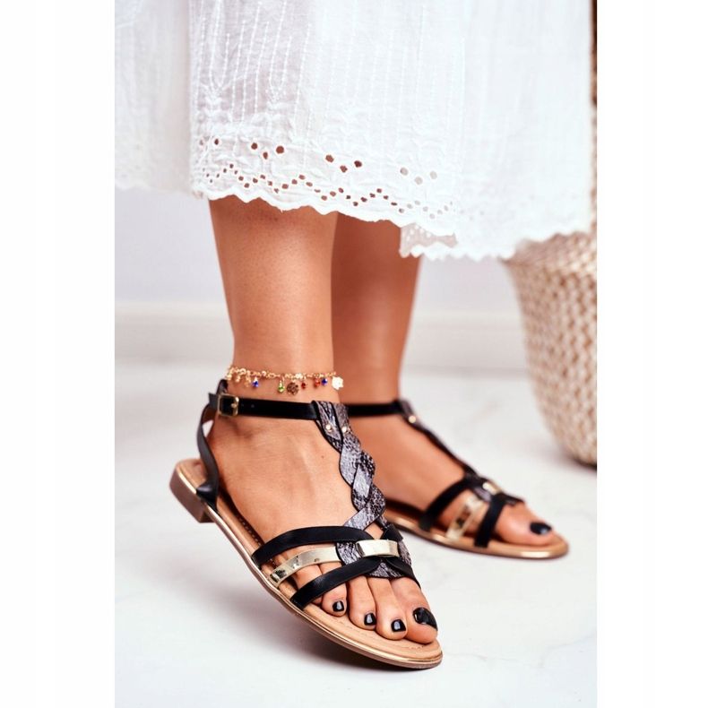 PS1 Női szandál Elegáns fekete kígyó Brooke 1