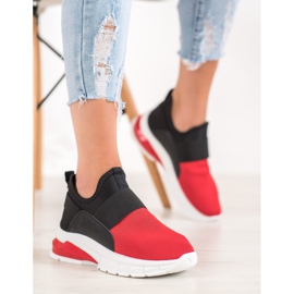 SHELOVET Sport slip-on cipők fekete piros 2