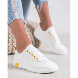 SHELOVET Áttört cipők Eco bőrrel fehér 1