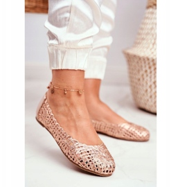 Lu Boo női balerinák rózsa arany áttört fonott hordozható rózsaszín 1