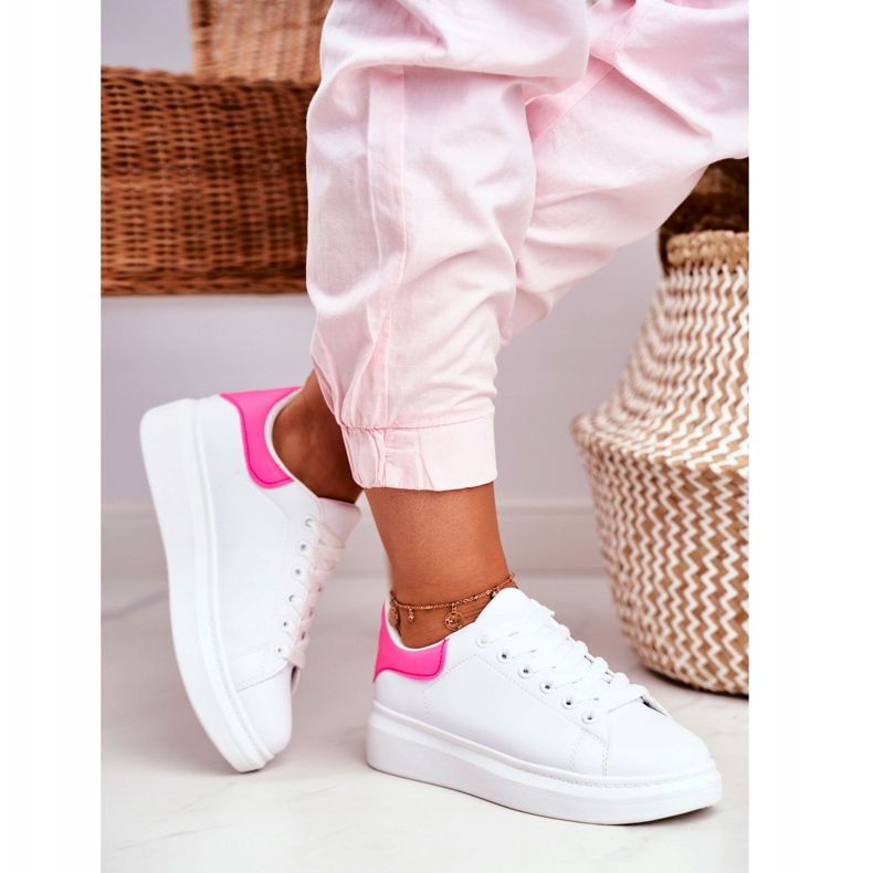 Női sportcipő Lu Boo Fehér Fukszia sarkú Matilda rózsaszín 2