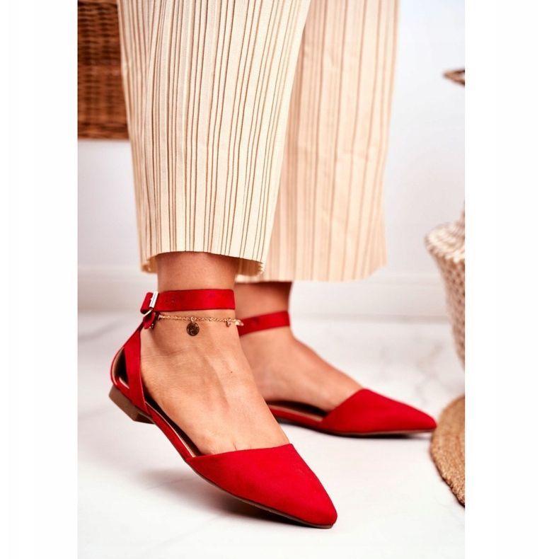 PS1 Női piros lapos balerinák övvel Allison Spitz -szel 1