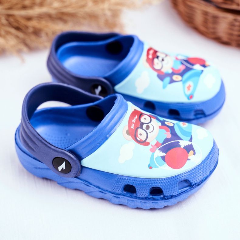 Gyermek papucs hab Crocs Blue Teddy Bear Pilot SuperFly kék 2