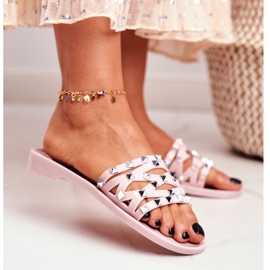 LU BOO Női rózsaszín papucs Gumi Patty Studs 1